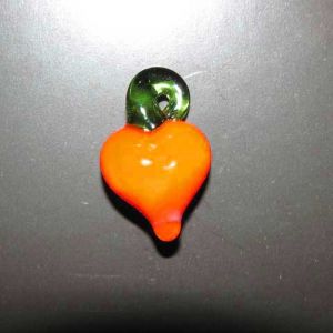 Lampwork сердечко оранжевое, размер:  20х12